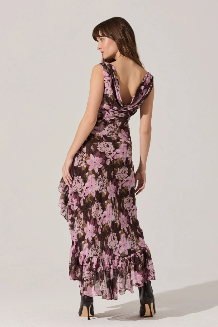 ASTR Cecilia Floral Cowl Neck Maxi Dress ACDR102358