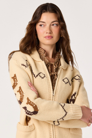 Ivy Western Intarsia Zip Cardigan ASTR ACT19551