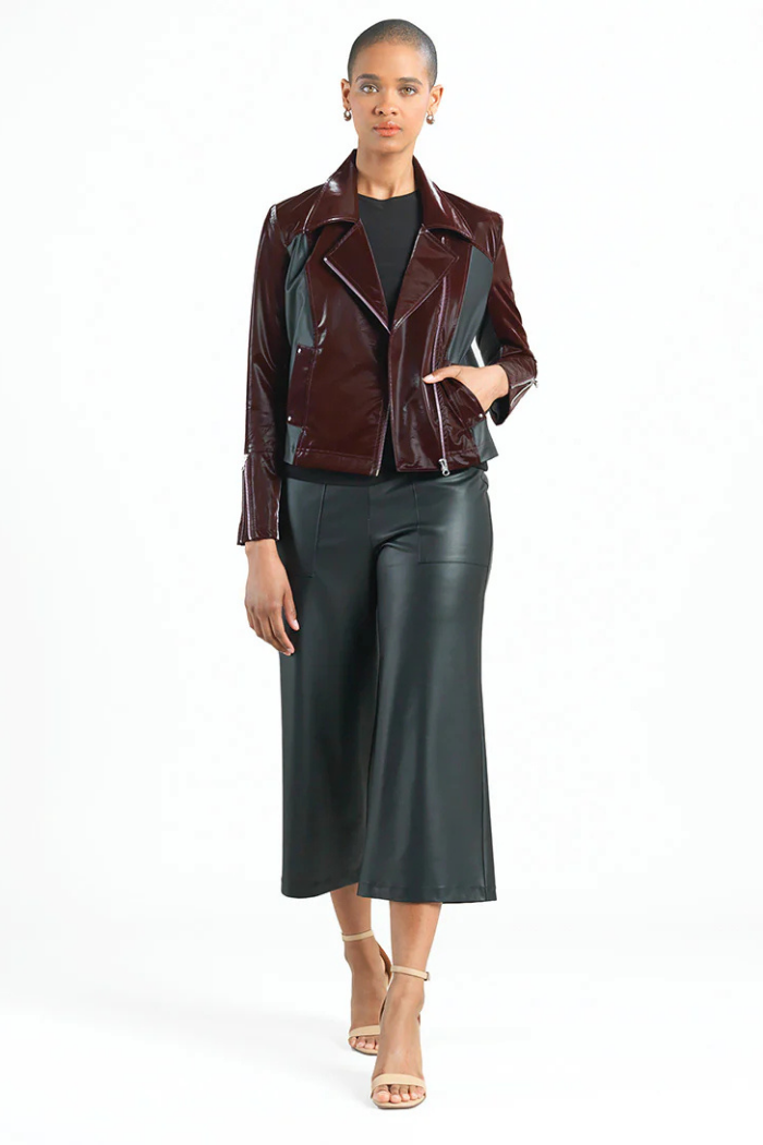 Clara Sunwoo Liquid Leather ™ Panel Zip Cuff Pocket Jacket - Mulberry JK225H