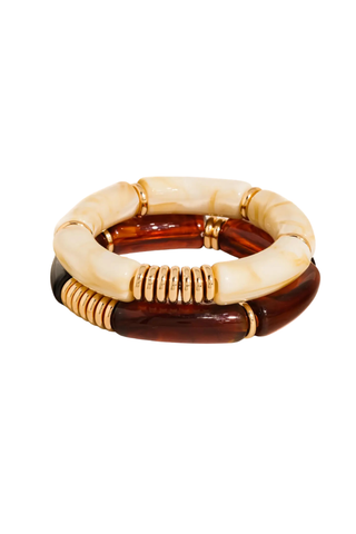 Flânerie Cove 18K Gold Non-Tarnish Chunky Resin Bangle Set