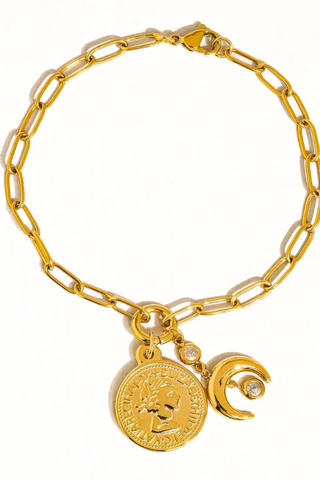 Flânerie boy MAIQ Lark Gold Non-Tarnish Coin Moon Chain Bracelet