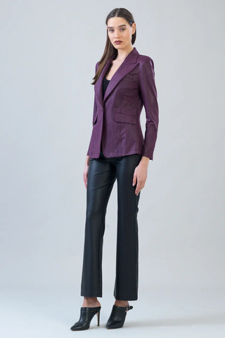 Liquid Leather Signature Pocket Blazer - Plum Clara Sunwoo JK124