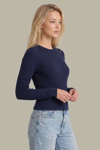 Leni Novelty Rib Crewneck Dark Blue 525 America 110051433