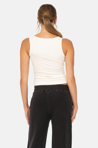 Mono B KT12031 Square Neck Ribbed Tank Top
