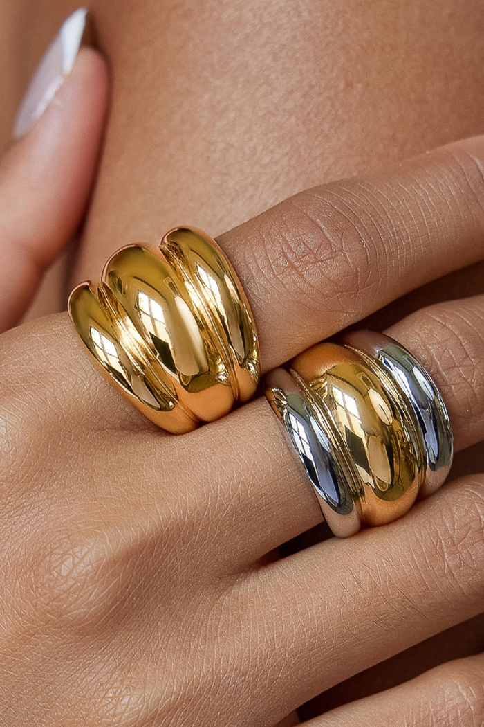 Flânerie by MAIQ Daelen 18K Gold Non-Tarnish Dome Statement Ring - Multi