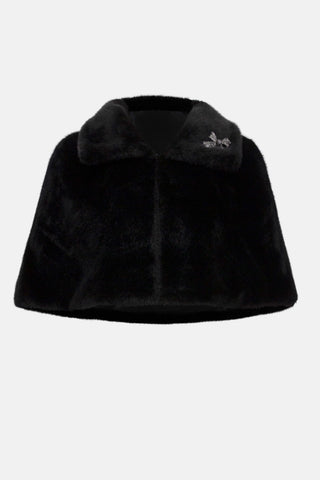 Ribkoff Signature | Faux Fur Cape with Crystal Brooch 253749
