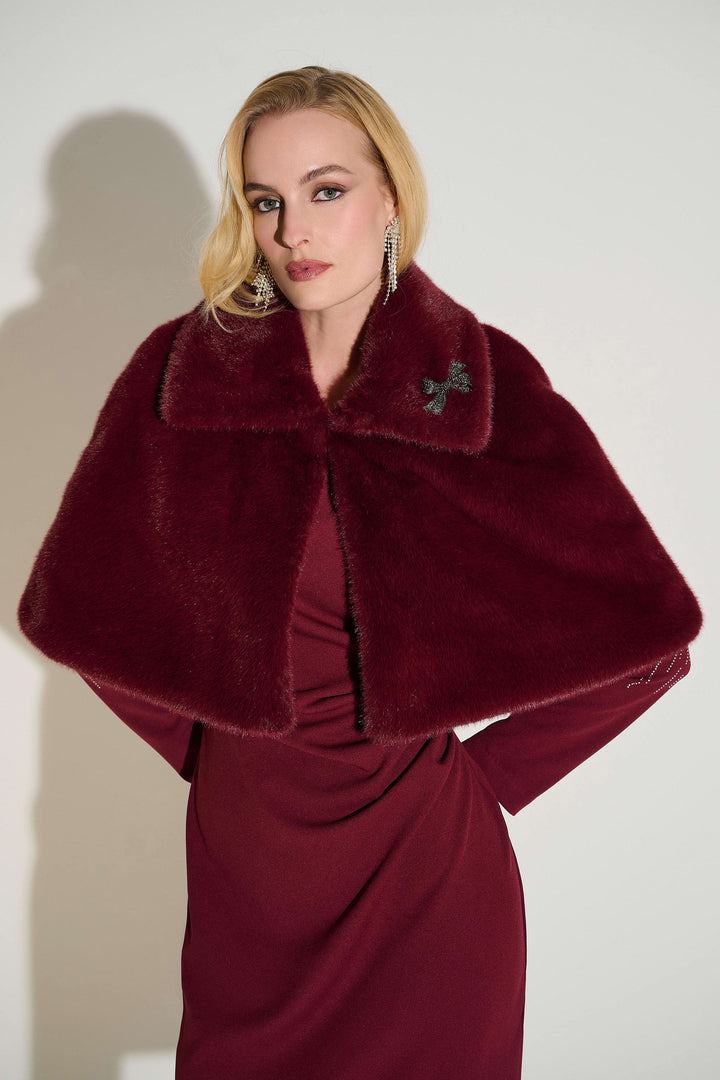 Ribkoff Signature | Faux Fur Cape with Crystal Brooch 253749