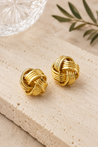 25755-E Gold Knot Stud Earrings