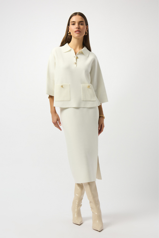Ribkoff Sweater Knit Boxy Pullover With Polo Collar 253962