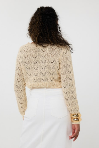 EsQualo Fancy Knit Cardigan - Light Sand