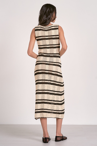 Elan Striped Crochet Knit Dress TCR50133