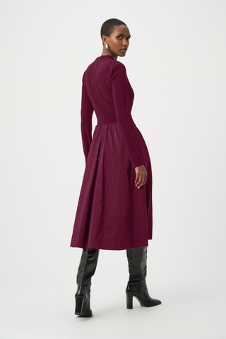Silky Knit and Memory Fit and Flare Dress - Elderberry Ribkoff 263145