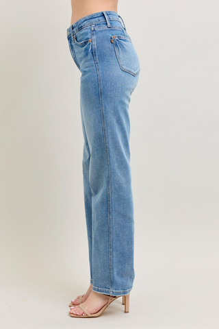 Judy Blue Mid Rise Tummy Control Vintage Wash Straight Leg Jeans 88943REG