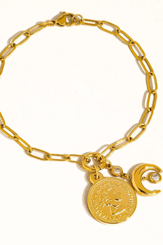 Flânerie boy MAIQ Lark Gold Non-Tarnish Coin Moon Chain Bracelet
