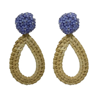 Ava Floral Rattan Teardrop Earrings