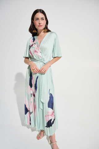 floral pleated wrap dress Yumi Women's Orchid Floral Pleated Wrap Maxi Dress