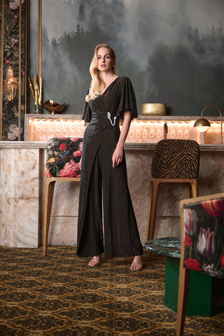 Sparkle Knit Wide Leg Wrap Jumpsuit Ribkoff 263717
