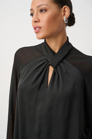 Satin Top with Chiffon Sleeves Ribkoff 264119
