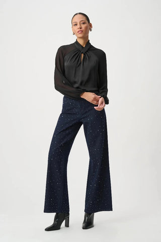 Satin Top with Chiffon Sleeves Ribkoff 264119