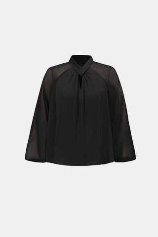 Satin Top with Chiffon Sleeves Ribkoff 264119