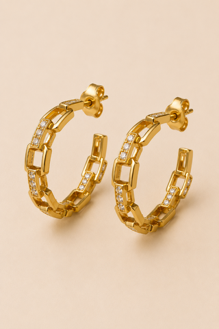 26683-E Crystal Link Hoop Earrings