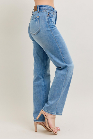 Judy Blue Mid Rise Tummy Control Vintage Wash Straight Leg Jeans 88943REG