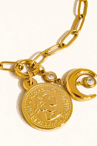 Flânerie boy MAIQ Lark Gold Non-Tarnish Coin Moon Chain Bracelet