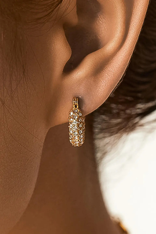 Flânerie Joleen 18K Gold Non-Tarnish Glam CZ Hoop Earring