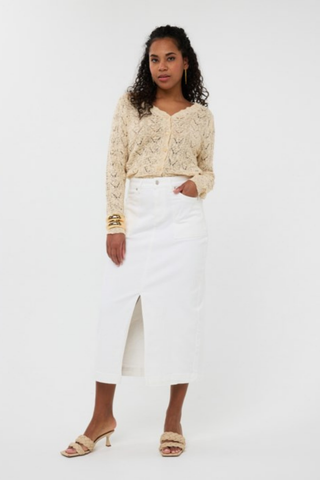 EsQualo Fancy Knit Cardigan - Light Sand