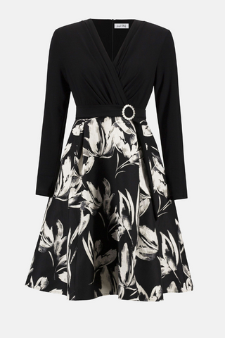 Ribkoff Signature | Silky Knit &amp; Jacquard Floral Fit and Flare Dress 253720