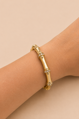 27310-B Gold Bamboo Crystal Bracelet