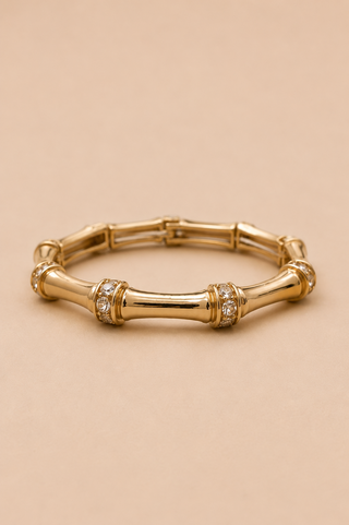 27310-B Gold Bamboo Crystal Bracelet