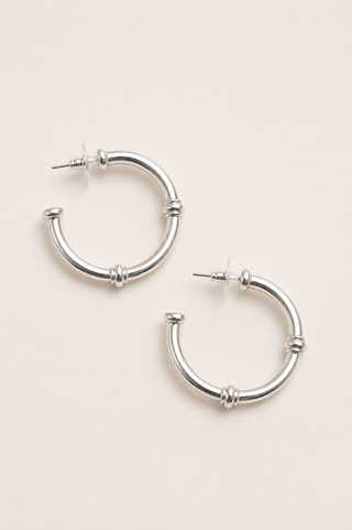 27316-E Tubular Silver Hoop Earrings