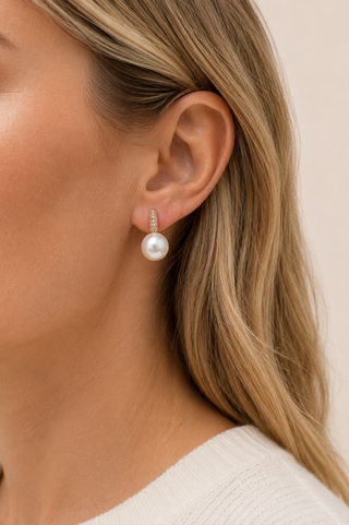 27326-E Pavé Pearl Drop Earrings