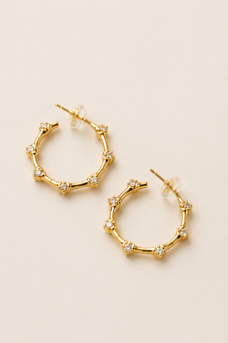 27532-E Crystal Beaded Hoop Earrings