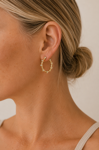 27532-E Crystal Beaded Hoop Earrings