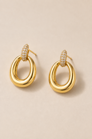 27538-E Pavé Door Knocker Earrings
