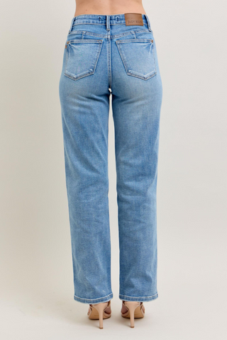 Judy Blue Mid Rise Tummy Control Vintage Wash Straight Leg Jeans 88943REG