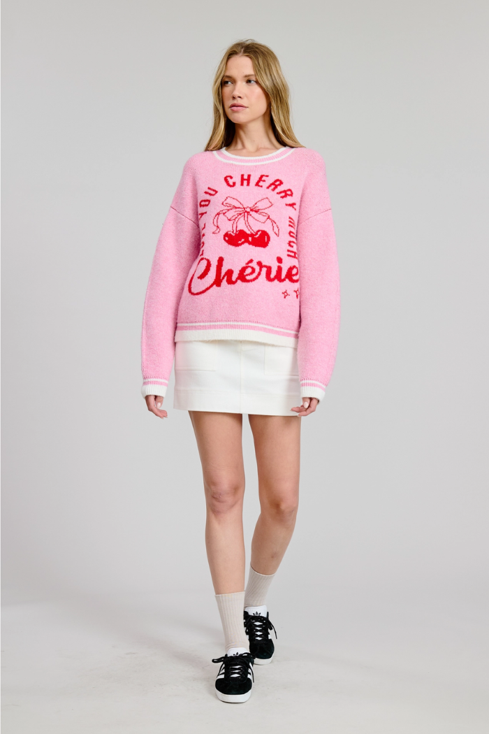 Flat White Love You Cherry Much Sweater Top
