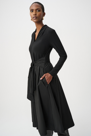 Silky Knit and Memory Fit and Flare Dress - Black Ribkoff 263145