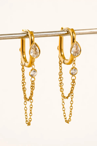 Flânerie by MAIQ Lucienne Gold Non-Tarnish CZ Chain Link Drop Earrings