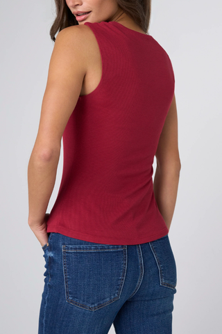 Sleeveless Built-in Bra Knit Top - Dark Cranberry Liverpool LM8J65K40