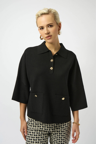 Ribkoff Sweater Knit Boxy Pullover With Polo Collar 253962