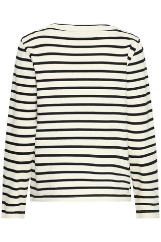 Black and white striped long-sleeve shirt on a white background b. young BYSaima Boatneck T-Shirt 