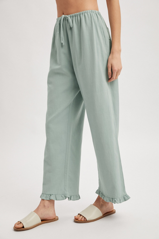 Wishlist Ruffle Hem Pants - Sage WL25-11785