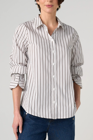 Adjustable Sleeve Button Front Woven Top Liverpool LM8J54G52