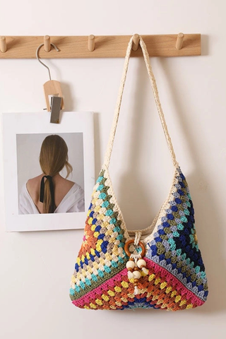 Simple Beach Straw Shoulder Bag Dipped Shop DP25B750-Colorful