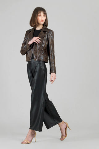 Clara Sunwoo Distressed Leather High Waist Jacket JK427P2