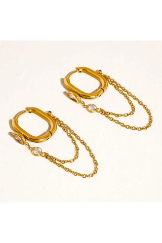 Flânerie by MAIQ Lucienne Gold Non-Tarnish CZ Chain Link Drop Earrings