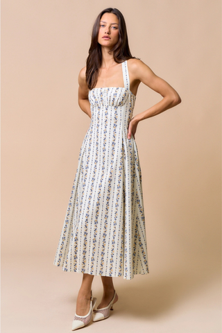 Bluebell Floral Halter Midi Dress | Ruched Bodice | lalavon The Dressing Room Bluebell Floral Halter Midi Dress | Ruched Bodice | lalavon The Dressing Room